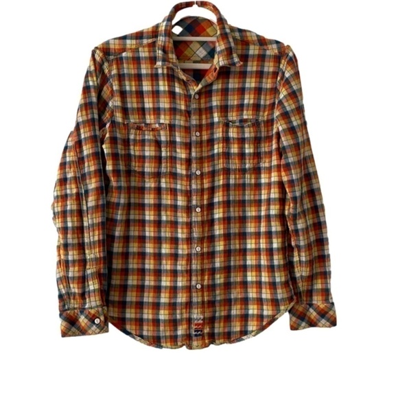 Reversible Billabong plaid flanel snap closure flannel long sleeve plaid shirt M - Picture 1 of 9